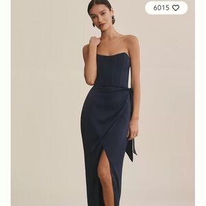 Elegant Navy Strapless Dress